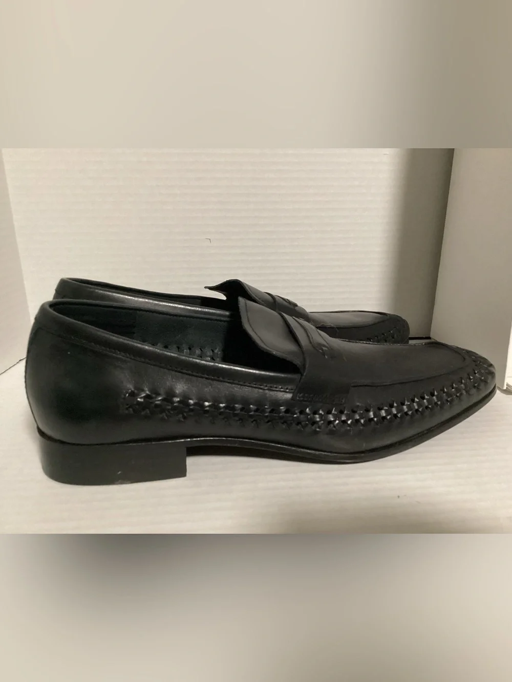 Calvin Klein Black Leather Slip-On Loafers